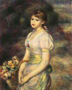 Pierre Renoir Young Girl with Flowers oil painting picture